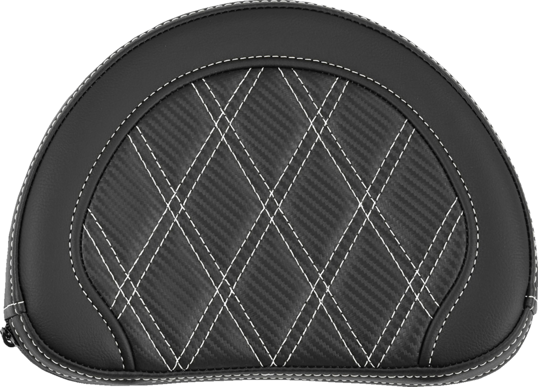 SADDLEMEN Contoured Sissy Bar Pad - Lattice Stitch - White Stitch - 2" Thick 051320706