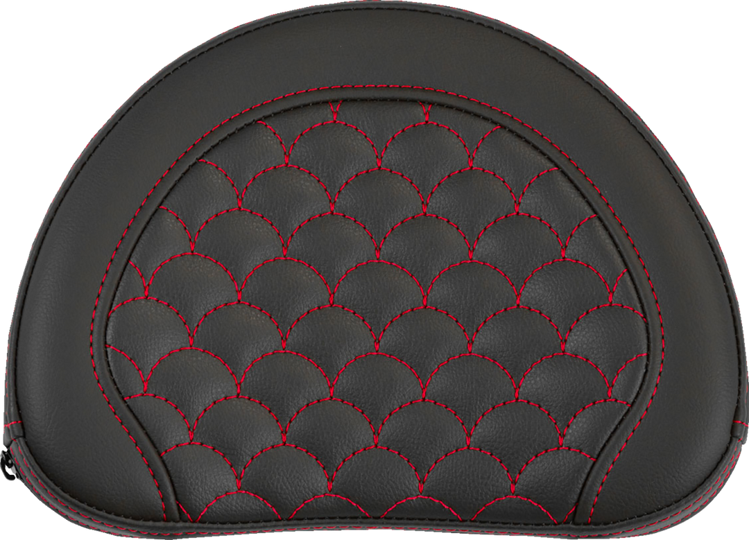 SADDLEMEN Contoured Sissy Bar Pad - Dragon Scale - Red Stitch - 2" Thick 051320904