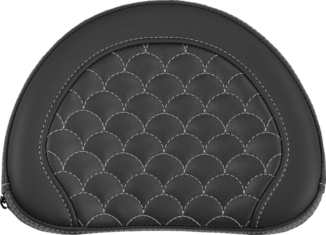 SADDLEMEN Contoured Sissy Bar Pad - Dragon Scale - Silver Stitch - 2" Thick 051320905
