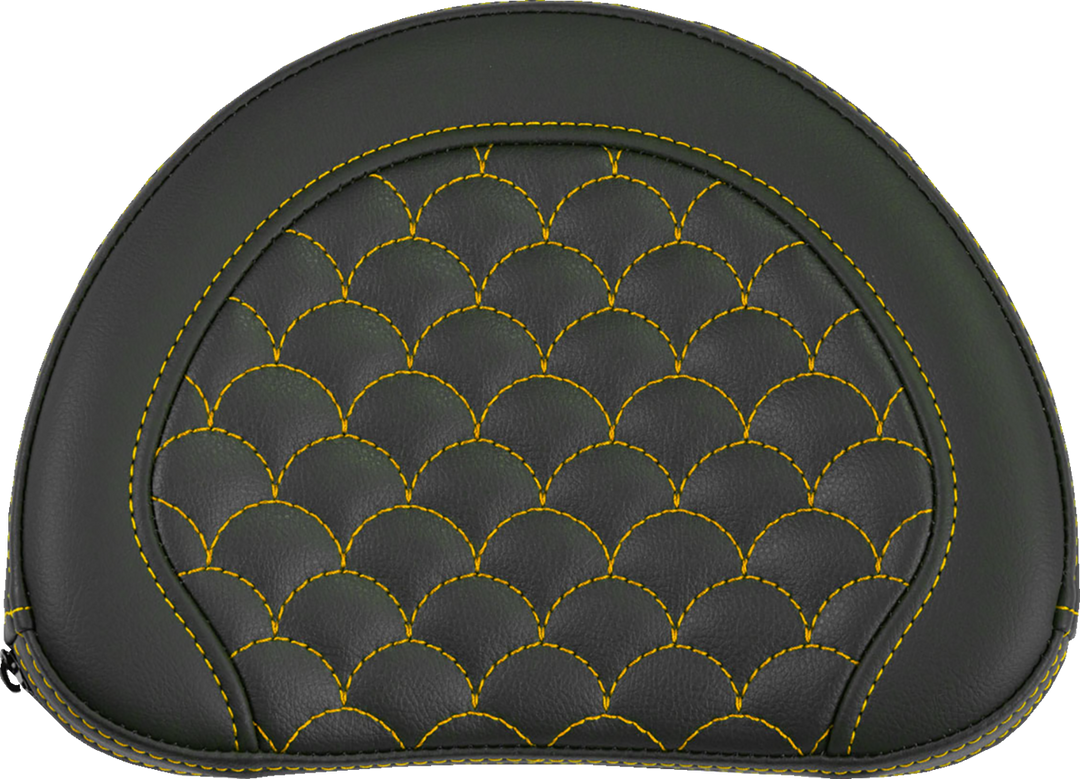 SADDLEMEN Contoured Sissy Bar Pad - Dragon Scale - Gold Stitch - 2" Thick 051320907