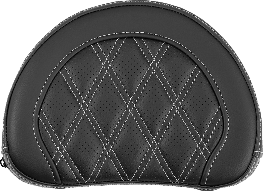 SADDLEMEN Contoured Sissy Bar Pad - Lattice Stitch - White Stitch - 2" Thick 051318406