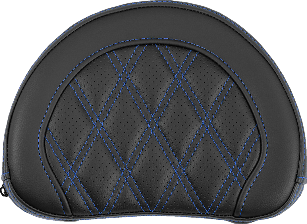 SADDLEMEN Contoured Sissy Bar Pad - Lattice Stitch - Blue Stitch - 2" Thick 051318401