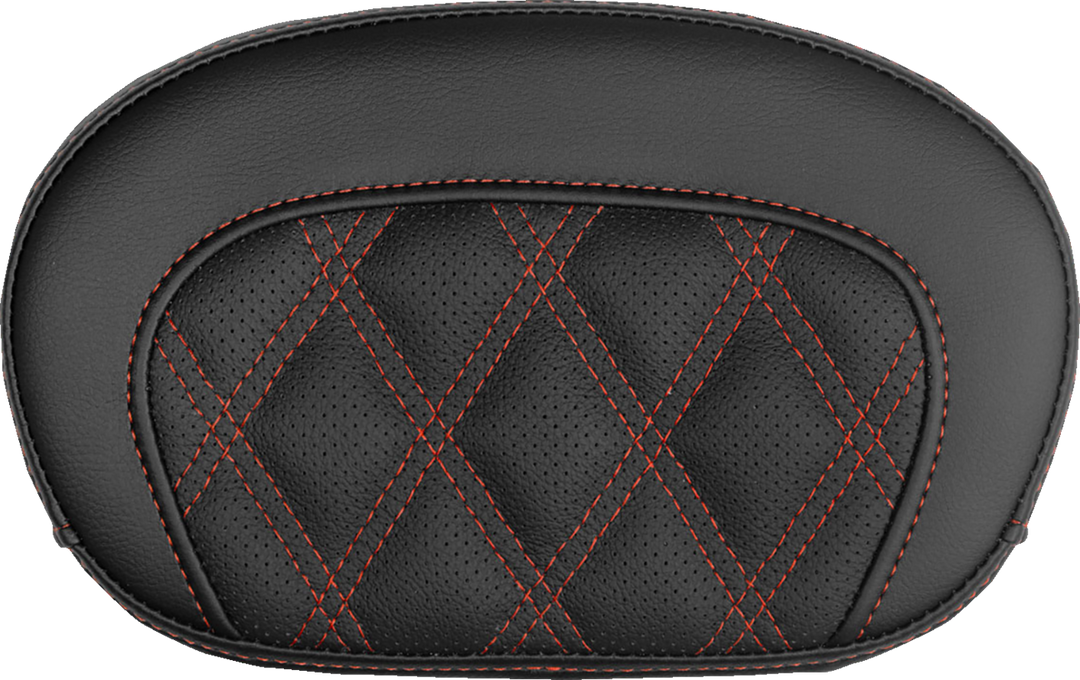 SADDLEMEN Mini Contour Sissy Bar Pad - Lattice Stitch - Red Stitch 061018404