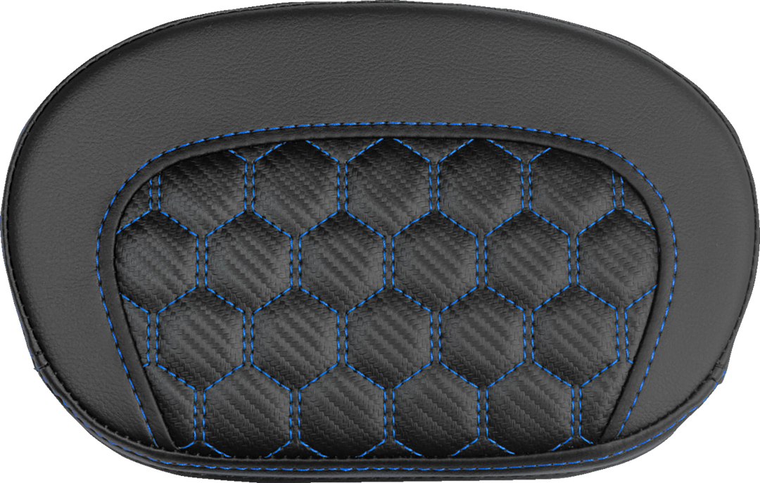 SADDLEMEN Mini Contour Sissy Bar Pad - Honeycomb - Blue Stitch 061019001