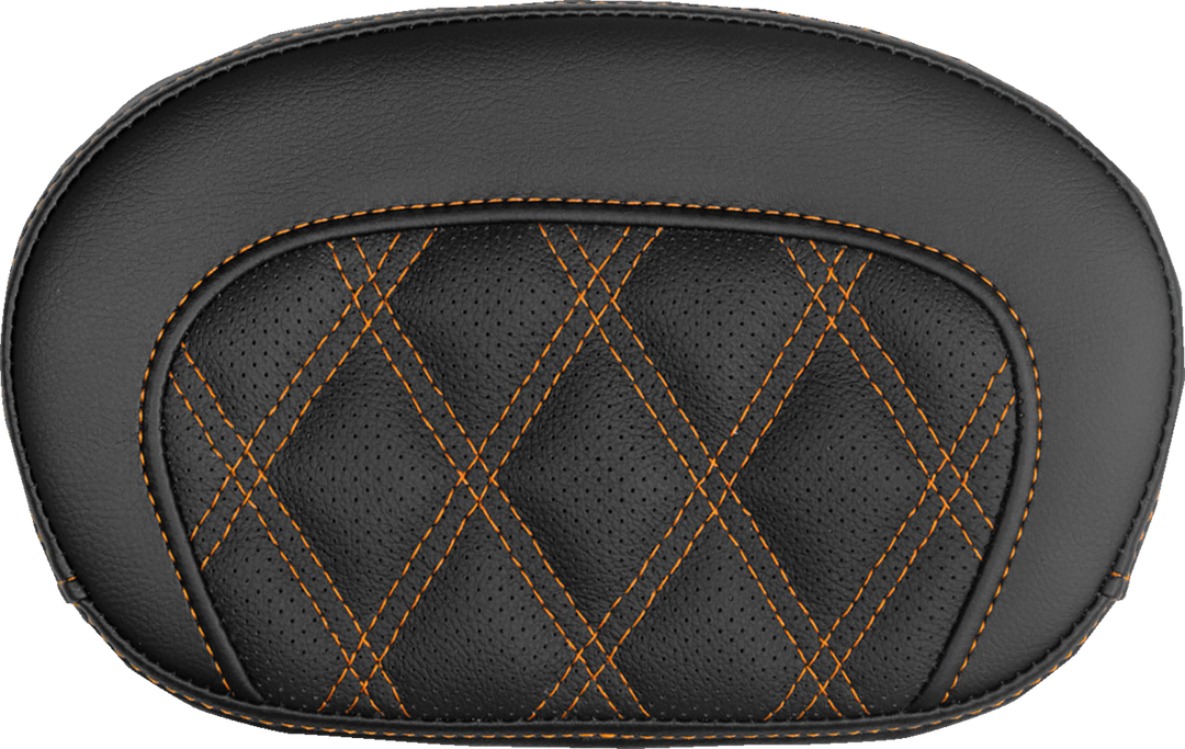 SADDLEMEN Mini Contour Sissy Bar Pad - Lattice Stitch - Orange Stitch 061018403