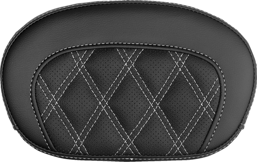 SADDLEMEN Mini Contour Sissy Bar Pad - Lattice Stitch - White Stitch 061018406