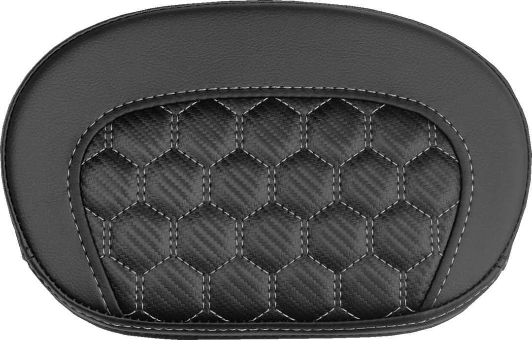 SADDLEMEN Mini Contour Sissy Bar Pad - Honeycomb - Silver Stitch 061019005