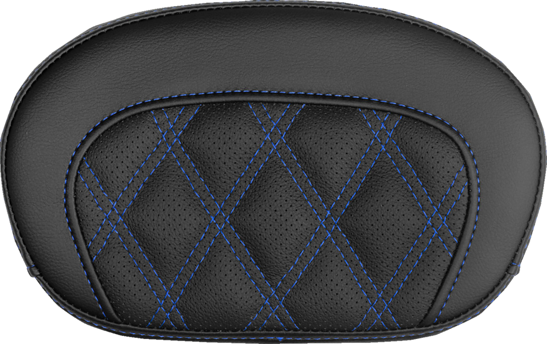 SADDLEMEN Mini Contour Sissy Bar Pad - Lattice Stitch - Blue Stitch 061018401
