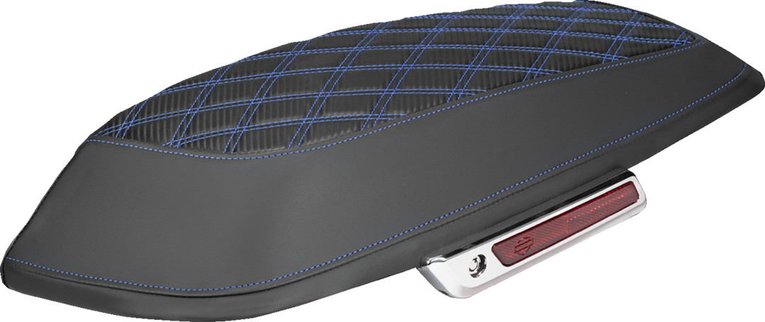 SADDLEMEN Saddlebag Lid Covers - Lattice - Carbon Fiber - Blue Stitch - FLH/FLT '14-'24 L870-14-20701