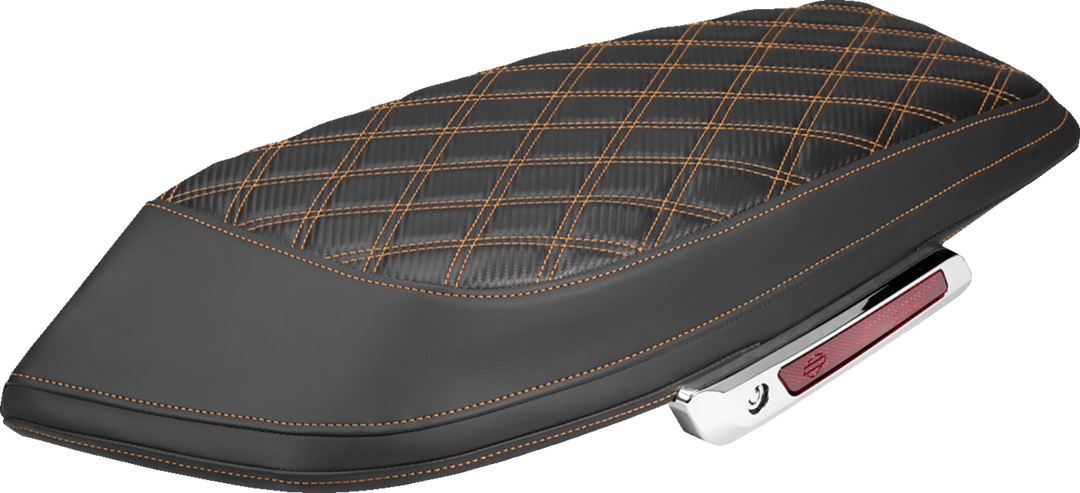 SADDLEMEN Saddlebag Lid Covers - Lattice - Carbon Fiber - Orange Stitch - FLH/FLT '23-'26 L870-23-20703