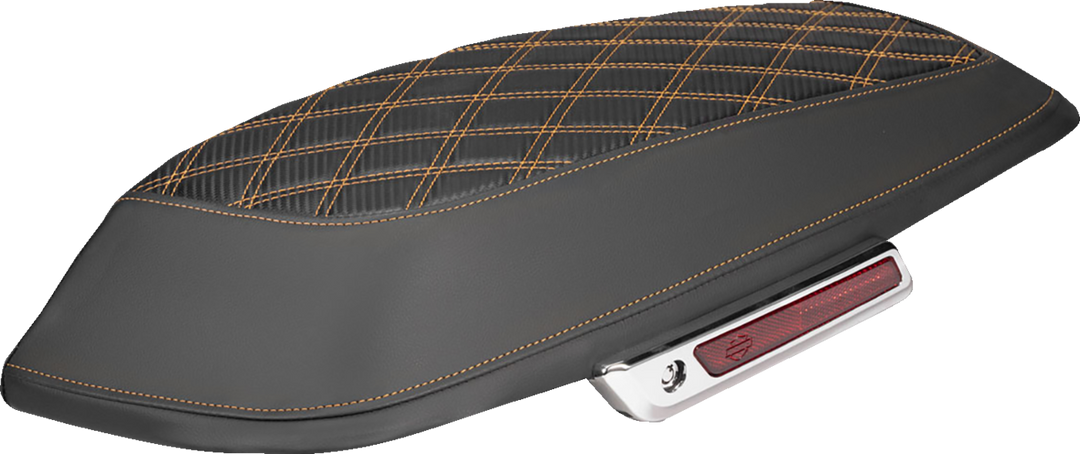SADDLEMEN Saddlebag Lid Covers - Lattice - Carbon Fiber - Orange Stitch - FLH/FLT '14-'24 L870-14-20703
