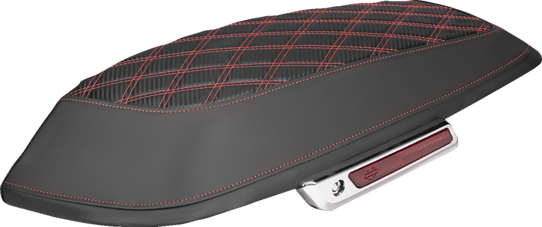 SADDLEMEN Saddlebag Lid Covers - Lattice - Carbon Fiber - Red Stitch - FLH/FLT '14-'24 L870-14-20704
