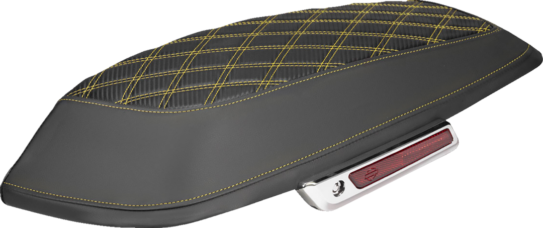 SADDLEMEN Saddlebag Lid Covers - Lattice - Carbon Fiber - Gold Stitch - FLH/FLT '14-'24 L870-14-20707