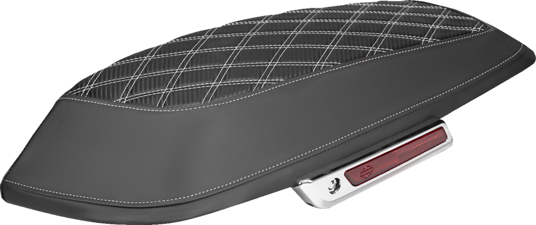 SADDLEMEN Saddlebag Lid Covers - Lattice - Carbon Fiber - White Stitch - FLH/FLT '14-'24 L870-14-20706