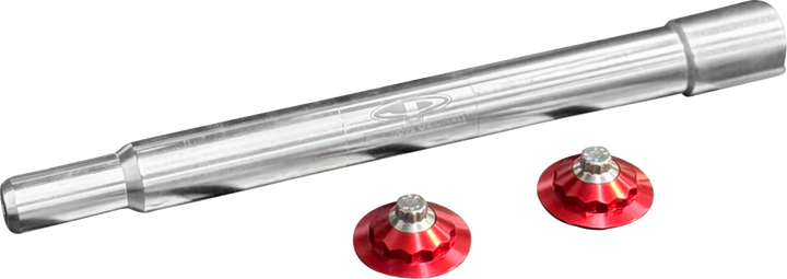 PAUL YAFFE BAGGER NATION Y-Axle with 12 Point Style Axle Cover Kit - Custom - Front - Red - 25 mm PYO:YAXLE-08-TP-RD