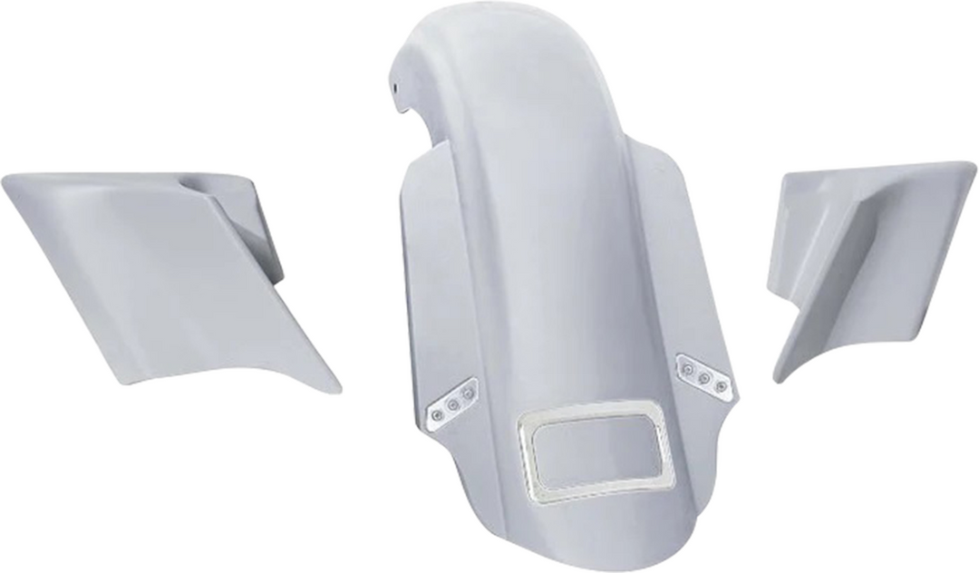 PAUL YAFFE BAGGER NATION Rear Fender Kit - With Side Covers - Chrome Plate Frame - Thunder Bolts PYO:KIT-3PC-DOSTRTPC