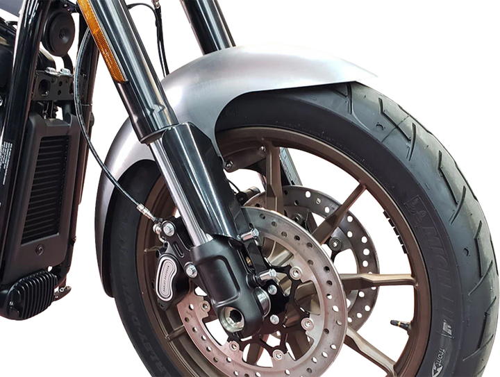 PAUL YAFFE BAGGER NATION Cafe Front Fender - 21" Wheel - Black Inverted Fork Adapter - HD Softail '18-'26 PYO:CAFE-21-18LR-B-C