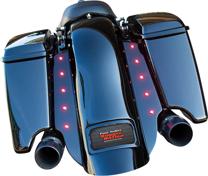 PAUL YAFFE BAGGER NATION Swoop Rear Fender - With Side Covers - Black Plate Frame - Lightning Bolts - HD Touring PYO:KIT-3PC-DO-STD-B