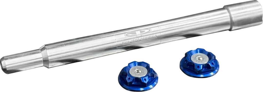 PAUL YAFFE BAGGER NATION Y-Axle with Turret Style Axle Cover Kit - Custom - Front - Blue - 1" PYO:YAXLE-07-HT-BE
