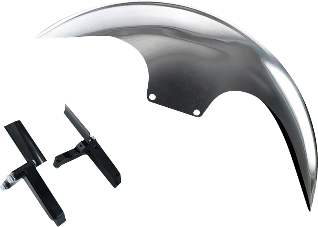 PAUL YAFFE BAGGER NATION Cafe Front Fender - 18" Wheel - With Inverted Fork Adapters - Debris Guards - HD Softail PYO:CAFE-19-18SG-B
