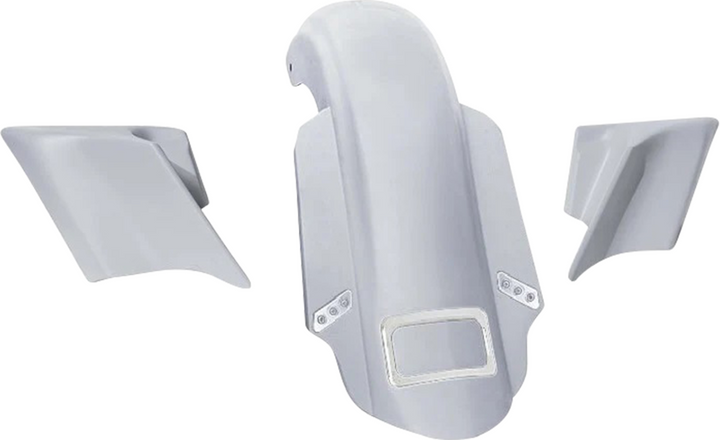 PAUL YAFFE BAGGER NATION Rear Fender Kit - With Side Covers - Chrome Plate Frame - Thunder Bolts PYO:KIT-3PC-DOSTDTPC