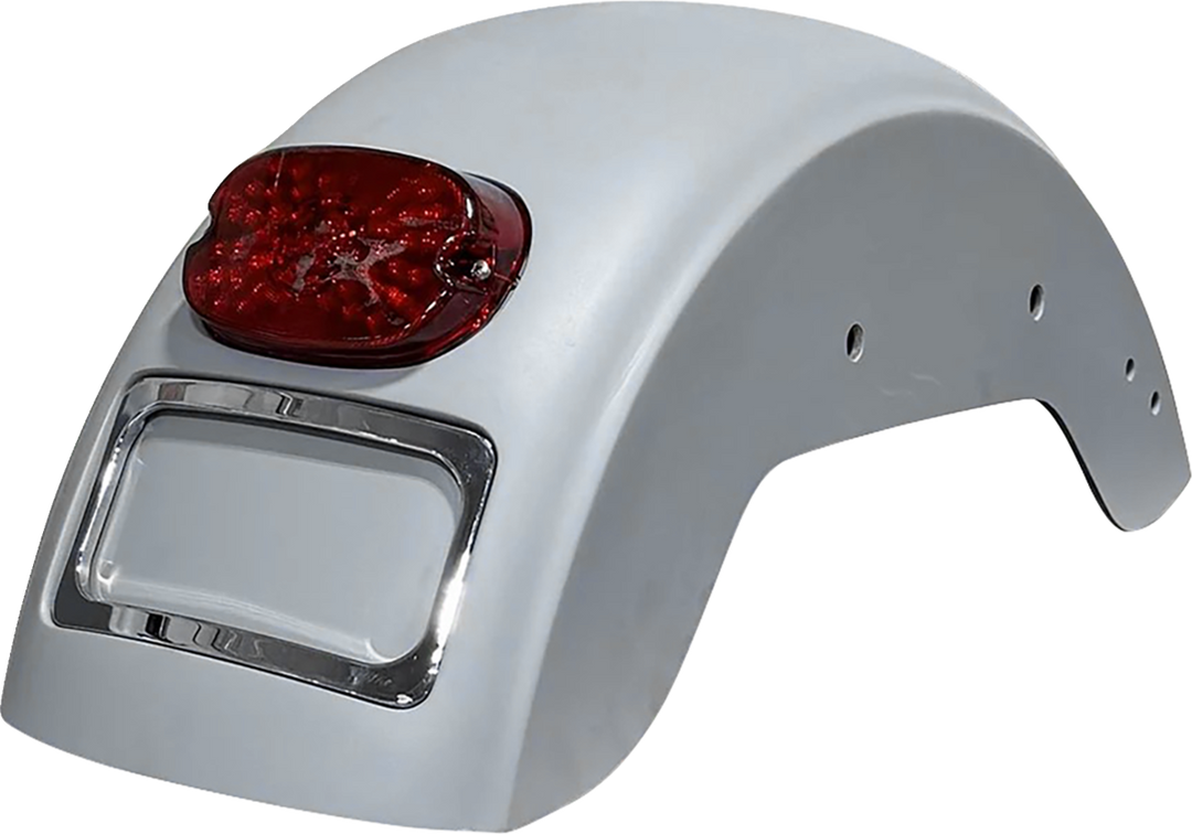 PAUL YAFFE BAGGER NATION French Fix Rear Fender - Chrome Plate Frame - Red Tail Light - HD Softail PYO:FF-C-R