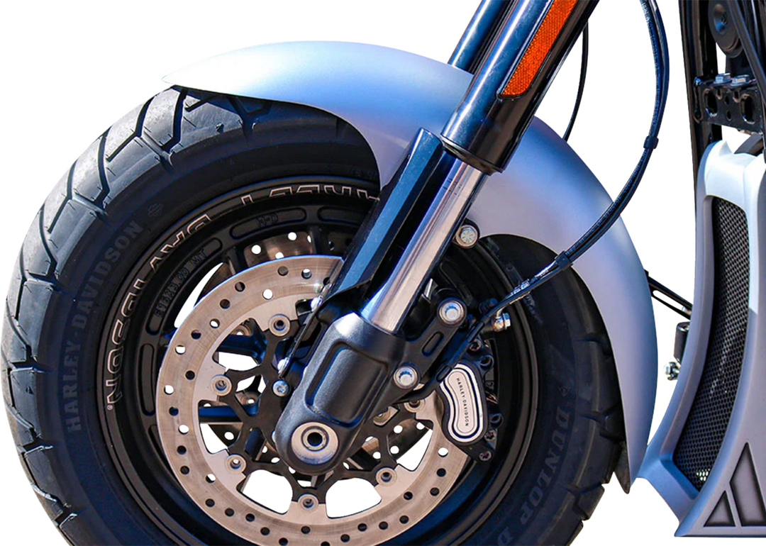 PAUL YAFFE BAGGER NATION Cafe Front Fender - 19" Wheel - Black Inverted Fork Adapter - HD Softail '18-'26 PYO:CAFE-19-18FB-B-C