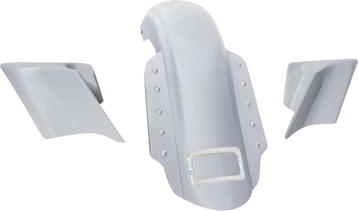 PAUL YAFFE BAGGER NATION Swoop Rear Fender - With Side Covers - Chrome Plate Frame - Lightning Bolts - HD Touring PYO:KIT-3PC-DO-STD-C