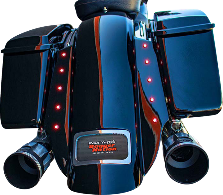 PAUL YAFFE BAGGER NATION Swoop Rear Fender - With Side Covers - Chrome Plate Frame - Lightning Bolts - HD Touring PYO:KIT-3PC-DO-STD-C