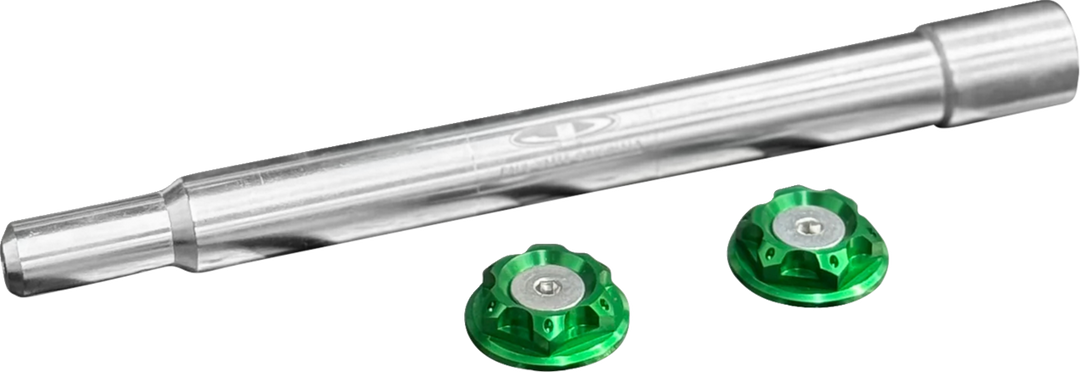 PAUL YAFFE BAGGER NATION Y-Axle with Turret Style Axle Cover Kit - Custom - Front - Green - 1" PYO:YAXLE-07-HT-GN