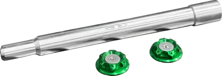 PAUL YAFFE BAGGER NATION Y-Axle with Turret Style Axle Cover Kit - Custom - Front - Green - 1" PYO:YAXLE-07-HT-GN