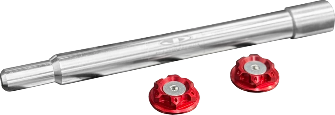 PAUL YAFFE BAGGER NATION Y-Axle with Turret Style Axle Cover Kit - Custom - Front - Red - 25 mm PYO:YAXLE-08-HT-RD