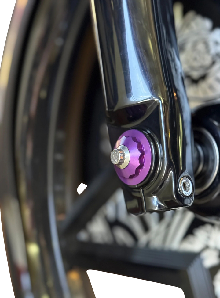 PAUL YAFFE BAGGER NATION Y-Axle with 12 Point Style Axle Cover Kit - Custom - Front - Purple - 1" PYO:YAXLE-07-TP-PR