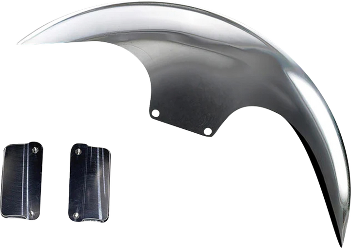 PAUL YAFFE BAGGER NATION Cafe Front Fender - OEM 19" Wheel - With Satin Finish Fork Adapters - HD PYO:CAFE-OEM-M8ST-S