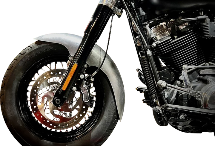 PAUL YAFFE BAGGER NATION Cafe Front Fender - OEM 19" Wheel - With Satin Finish Fork Adapters - HD PYO:CAFE-OEM-M8ST-S