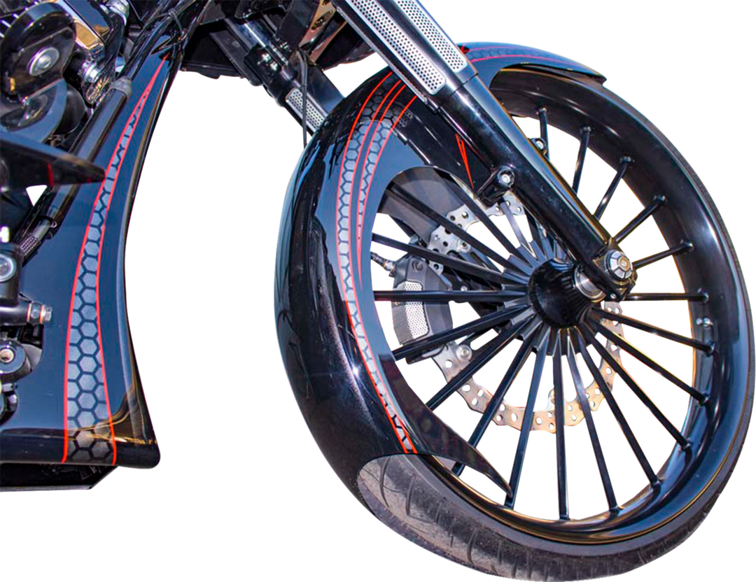 PAUL YAFFE BAGGER NATION Talon Front Fender - 21" Wheel - With Black Adapters - HD Touring PYO:TALON21-14L-B