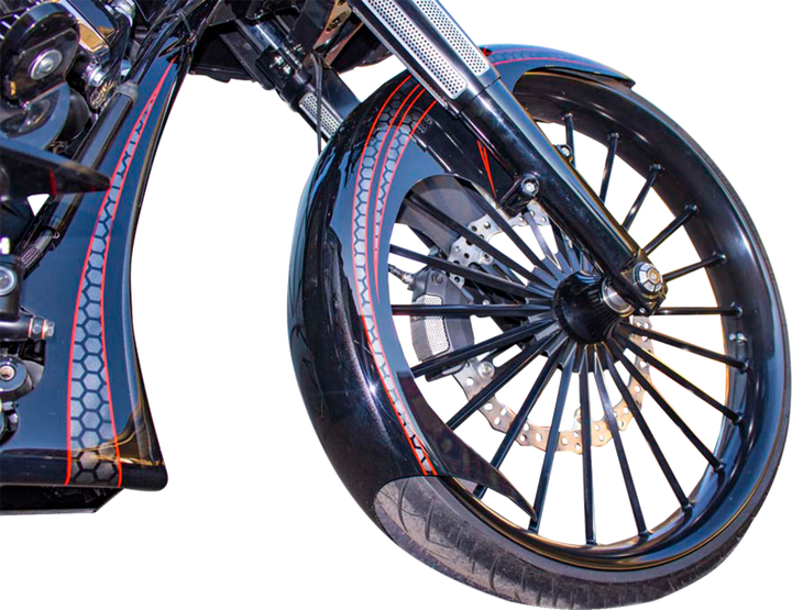 PAUL YAFFE BAGGER NATION Talon Front Fender - 21" Wheel - With Black Adapters - HD Touring PYO:TALON21-14L-B