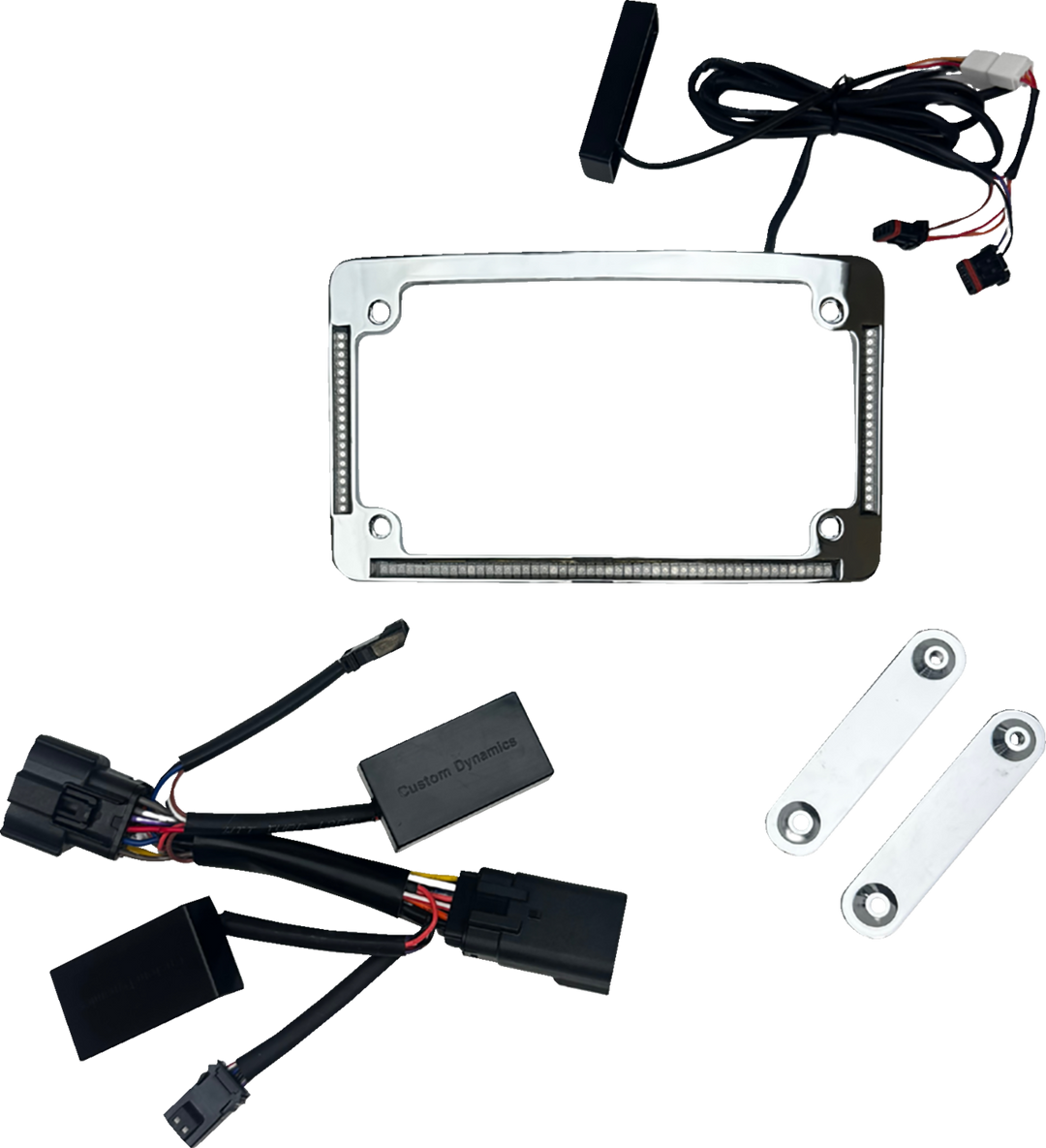 CUSTOM DYNAMICS License Plate Frame - All-In-One Auxiliary - LED - Chrome TF05-2026-C