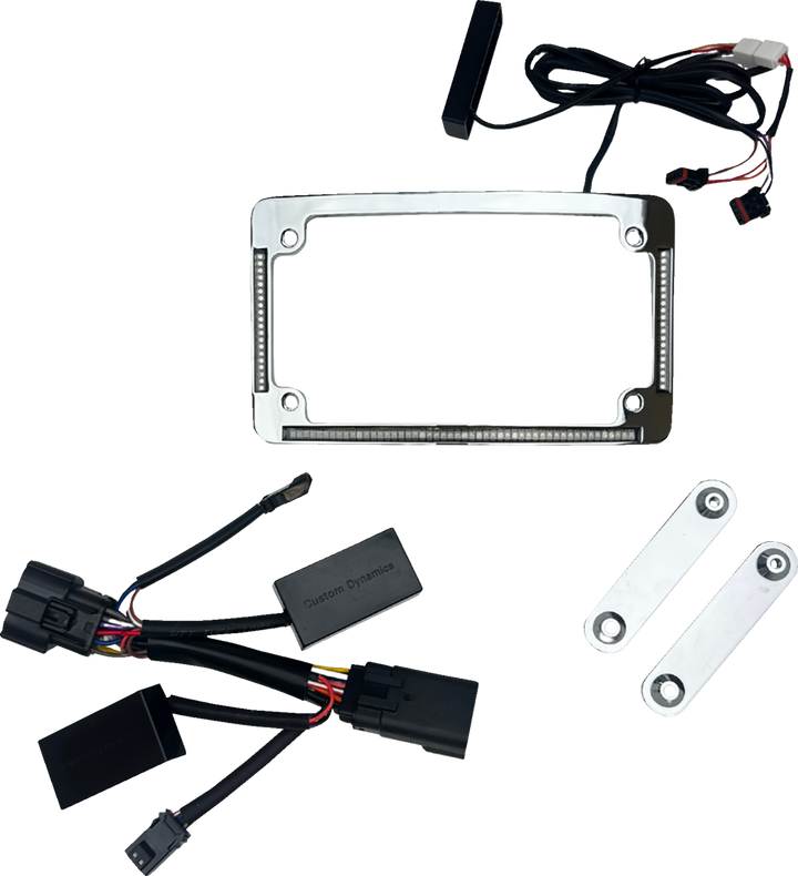 CUSTOM DYNAMICS License Plate Frame - All-In-One Auxiliary - LED - Chrome TF05-2026-C
