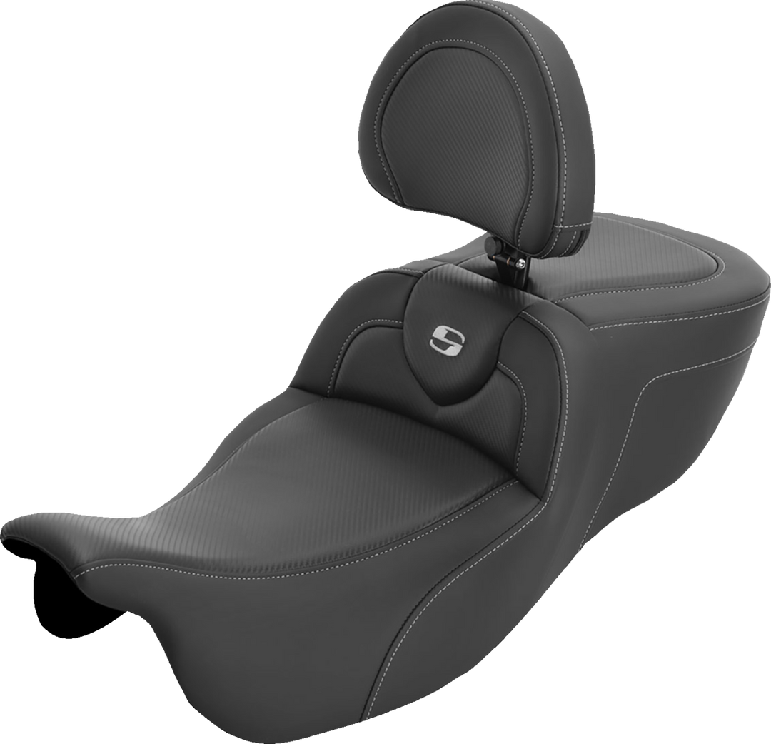 SADDLEMEN Roadsofa™ Extended Reach Seat - with Backrest - Carbon Fiber - FLRT/FLTRT '15-'25 815-07-186BR
