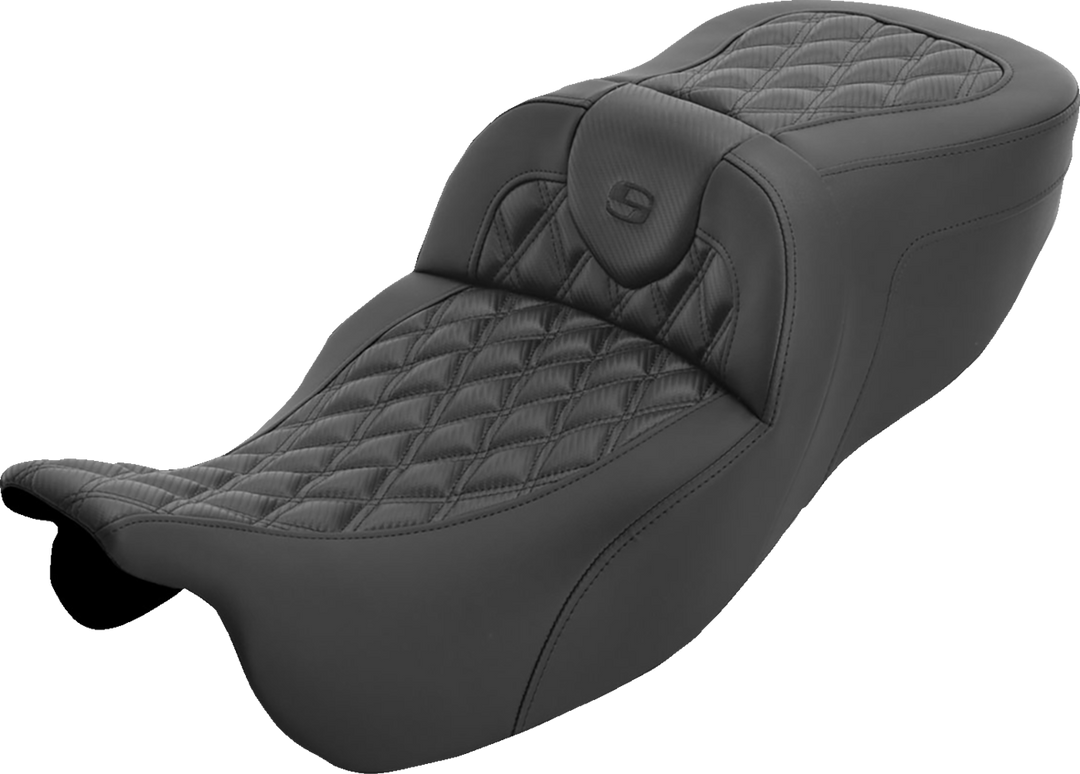 SADDLEMEN Roadsofa™ Extended Reach Seat - without Backrest - Carbon Fiber Lattice Stitch - FLRT/FLTRT '15-'25 815-07-20700