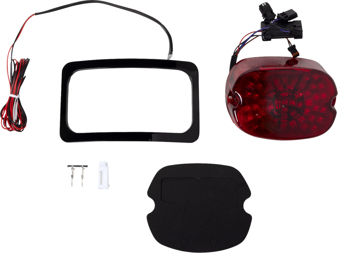 PAUL YAFFE BAGGER NATION French Fix Rear Fender - Black Plate Frame - Red Tail Light - HD - Softail PYO:FF-B-R