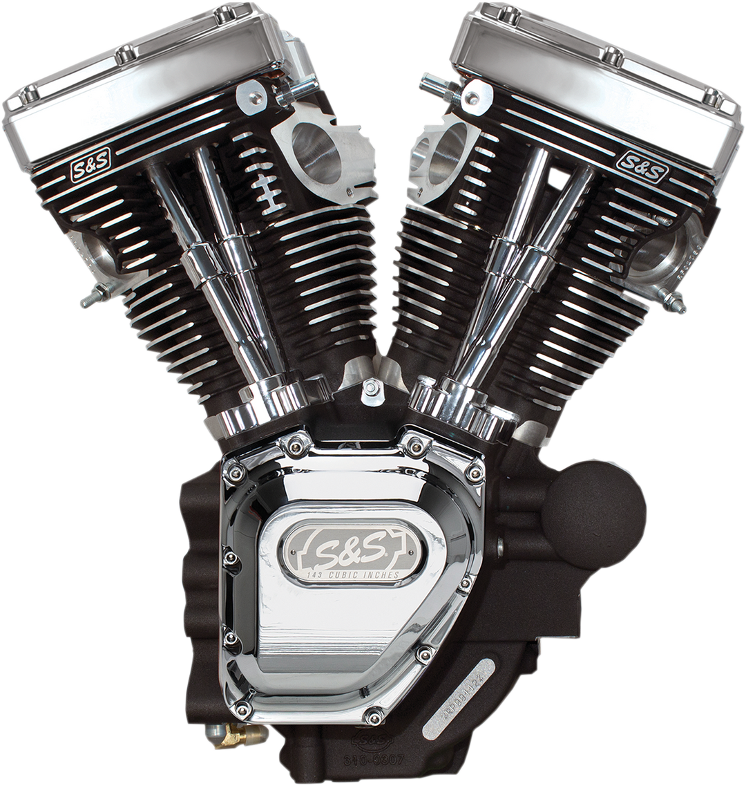 S&S CYCLE Engine - T143 Long Block - Wrinkle Black and Chrome - Touring 310-0548BW