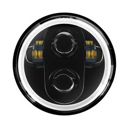 5 3/4" LED Black HALOMAKER® Headlight for Harley® Sportster, Dyna, Softail & Indian Motorcycles®