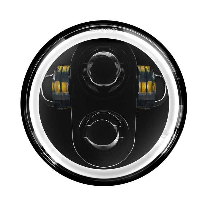 HogWorkz 5 3/4" LED Black HALOMAKER® Headlight for Harley® Sportster, Dyna, Softail & Indian Motorcycles® - HW195018