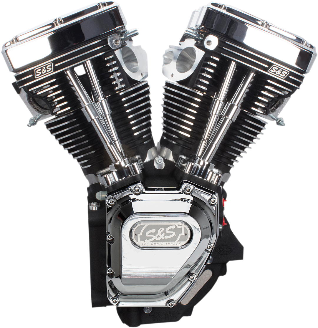S&S CYCLE T143 Long Block Engine - Wrinkle Black and Chrome - Touring | Dyna 310-0737A