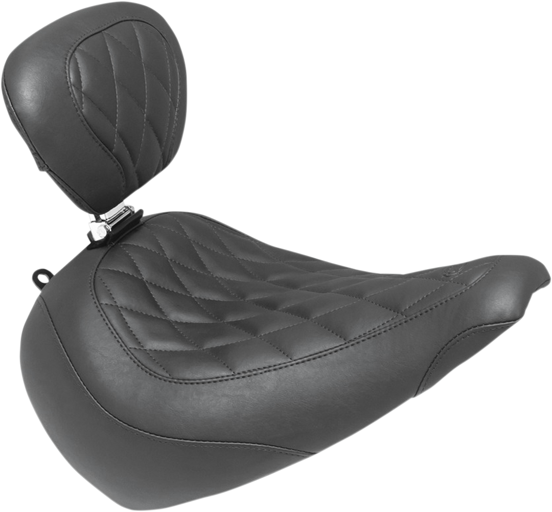 MUSTANG Wide Tripper™ Seat - with Driver's Backrest - Diamond Stitching - FLFB/S 18-'25 83025