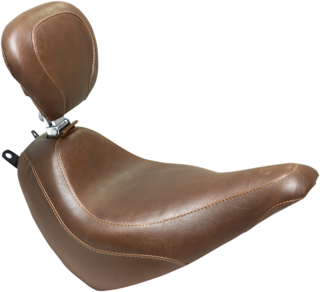 MUSTANG Wide Tripper™ Seat - with Driver's Backrest - Brown Stitch - FLDE/FLHC '18-'25 83001