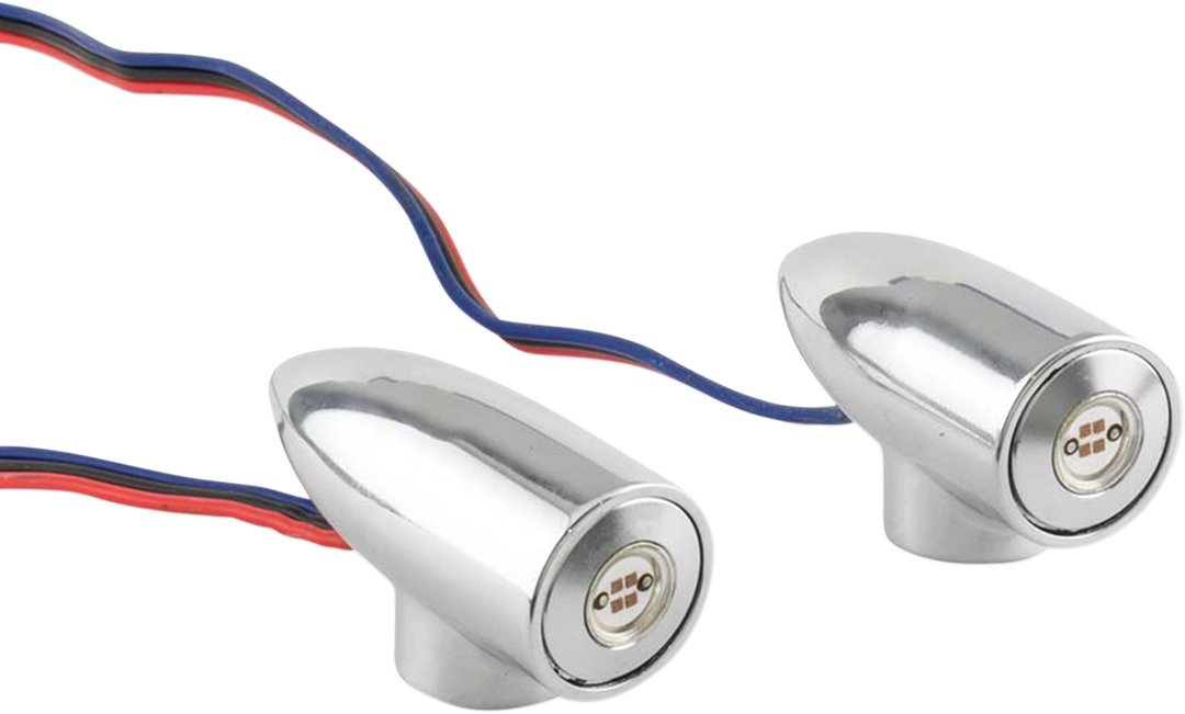 PAUL YAFFE BAGGER NATION Marker Lights - Lightning Bullet - Amber/White - Chrome PYO:LB-F-DRL-C