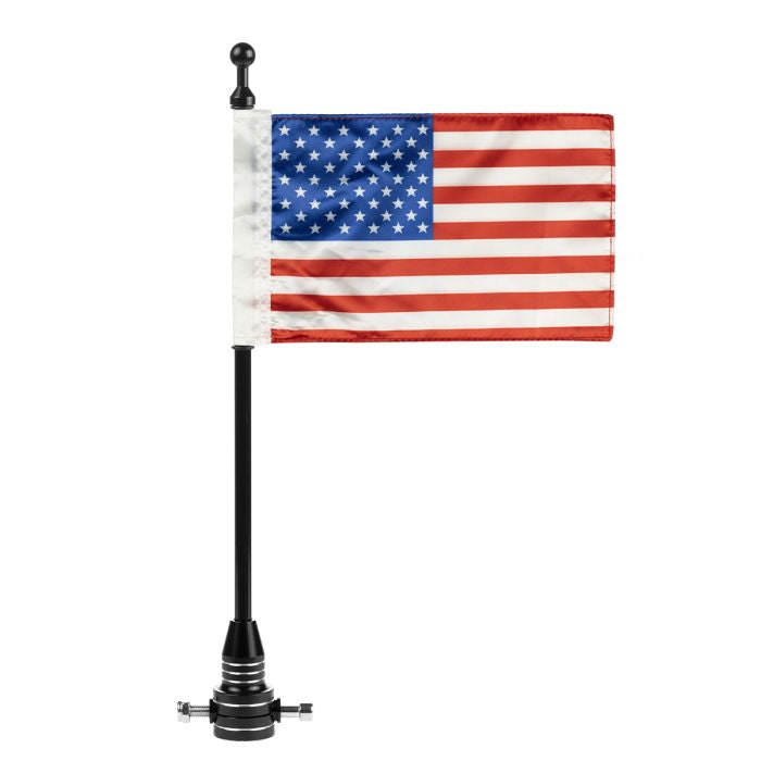 HogWorkz USA Flag / Pole with Luggage Rack Mount for Harley-Davidson® | Black - HW121043